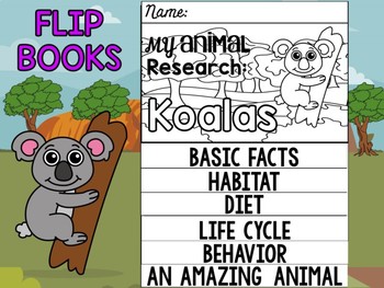 Preview of FLIP BOOK Bundle : Koalas - Zoo Animals : Research, Report, Australia