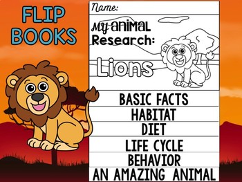 Preview of FLIP BOOK Bundle : Lions - Zoo Animals : Research, Safari, Africa, Lion
