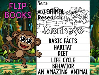 Preview of FLIP BOOK Bundle : Monkeys - Zoo Animals : Research, Safari, Africa, Rainforest