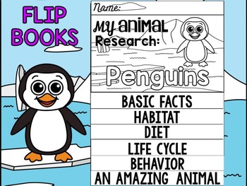 Preview of FLIP BOOK Bundle : Penguins - Zoo Animals : Research, Polar and Arctic Animals