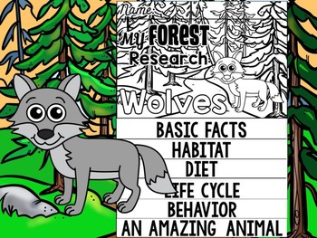 Preview of FLIP BOOK Bundle : Wolves - Forest Animals : Research, Unit Study Wolf