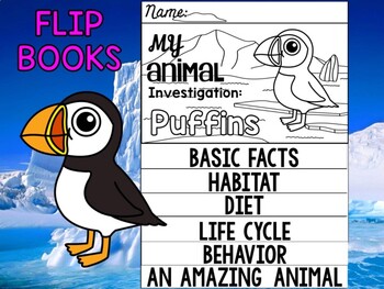 Preview of FLIP BOOK Set : Polar and Arctic Animal Research - Puffins