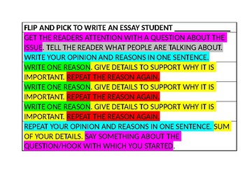 Preview of FLIP IT AND PICK IT SENTENCE-BY-SENTENCE PARAGRAPH STUDENT NOTEBOOK