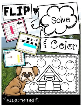 Preview of Nonstandard Measurement (with Nonstandard Units) FLIP, SOLVE, & COLOR Dog Themed