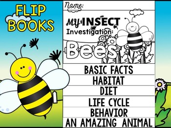 Preview of FLIP BOOK SET : Bees - Insects : Research, Report, Bugs, Life Cycle