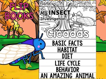 Preview of FLIP BOOK SET : Cicadas - Insects : Research, Report, Bugs, Life Cycle