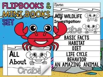 Preview of Flip books and Mini Books Set : Sea and Ocean Animal Research - Crabs