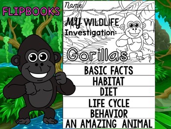 Preview of FLIPBOOK Set : Gorillas - Rainforest Animals: Research, Report, rain forest