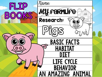 Preview of FLIPBOOK Set : Pigs - Farm Animals : Research, Report, Pig