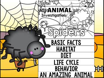 Preview of FLIP BOOK SET : Spiders - Animals Arachnids : Research, Report, Unit Study