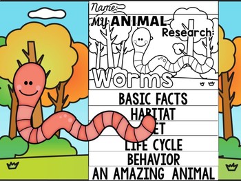 Preview of FLIP BOOK SET : Worms - Animals : Research, Report, Unit Study