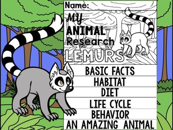 FLIPBOOK SET : Lemurs - Madagascar Animals : Research, Report, Unit Study