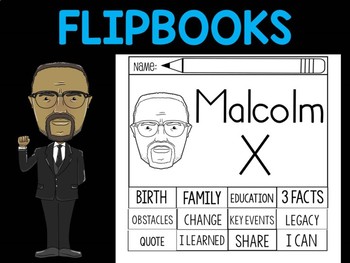 Preview of FLIPBOOKS Bundle : Malcolm X -  Black History
