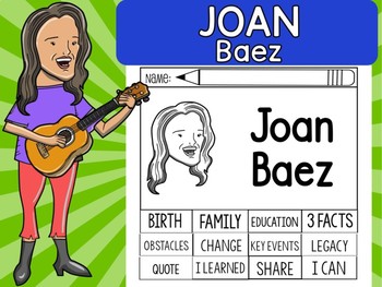 Preview of FLIPBOOKS SET : Joan Baez - Latino & Hispanic Heritage
