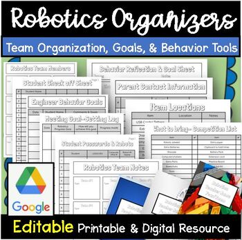 Preview of FLL VEX Robotics club class Organization Tools Lists Behavior Teams Goal Setting