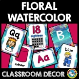 FLORAL WATERCOLOR CLASSROOM DECOR BUNDLE OF POSTERS AND BA