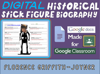 Preview of FLORENCE GRIFFITH-JOYNER Digital Historical Stick Figure Biography (MINI BIOS)
