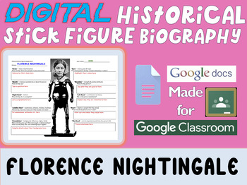 Preview of FLORENCE NIGHTINGALE - Digital Stick Figure Mini Bios for Women's History Month