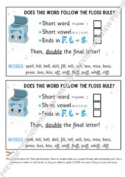 Preview of FLOSS Rule Mini Student Check List Bookmark