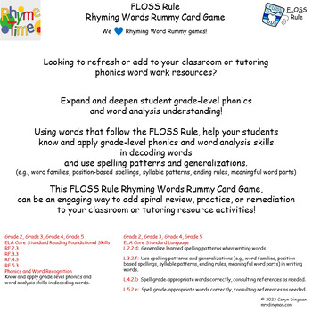 Preview of FLOSS Rule Rhyming Words Rummy Card Game