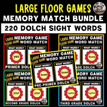 Preview of FLOWER BUNDLE 220 DOLCH SIGHT WORDS LARGE FLOOR MEMORY MATCH GAMES MATCHING WORD