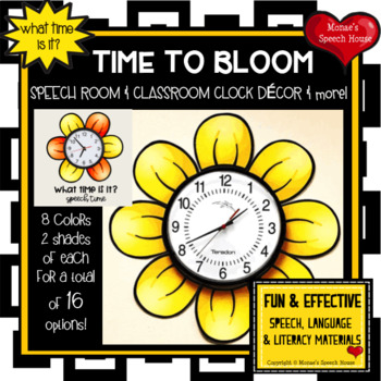 Preview of FLOWER CLOCK SPEECH & CLASSROOM DECOR  Speech Therapy