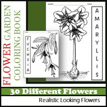 Preview of FLOWER Garden Coloring Book, Learn to Identify 30 Flowers