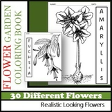 FLOWER Garden Coloring Book, Learn to Identify 30 Flowers