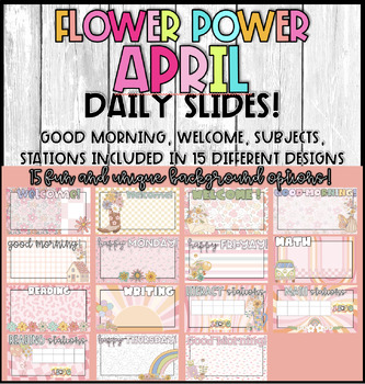 Preview of FLOWER POWER APRIL Daily Slides! 15 DESIGNS!!