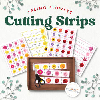 Preview of FLOWERS Cutting Strips for Montessori Toddler, PreK Homeschool Activity