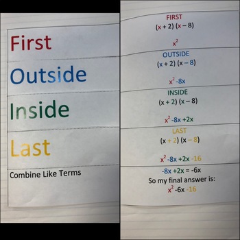 Preview of FOIL Interactive Notebook Foldable, Multiplying Binomials Interactive Notebook