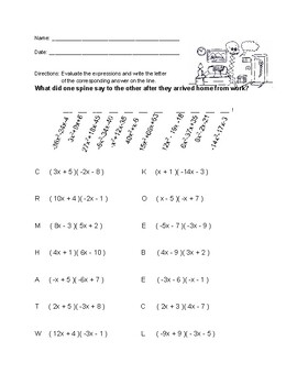 Preview of FOIL Method Fun Decoding Puzzle Worksheet