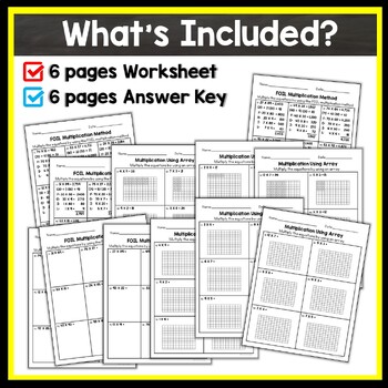 FOIL Method and Array Multiplication Worksheet by The Joy in Teaching