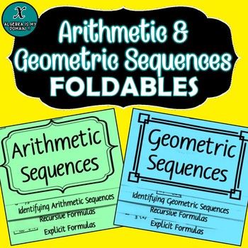 Preview of FOLDABLES - Algebra - Arithmetic & Geometric Sequences