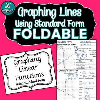 Preview of FOLDABLE - Algebra - Graphing Lines Using Standard Form