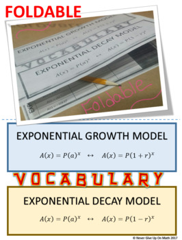 Preview of FOLDABLE - Exponential Functions: Growth/Decay Factor, Rate, Formula