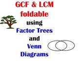 FOLDABLE:  GCF and LCM using factor trees and Venn Diagrams