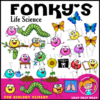 Preview of FONKY'S Life Science - STEM/ Biology Clipart Collection. Lilly Silly Billy.