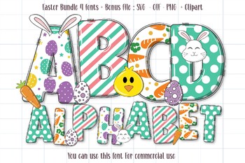Preview of FONTS -Easter font- EasterDoodle Alphabet-Springtime Font - Commercial