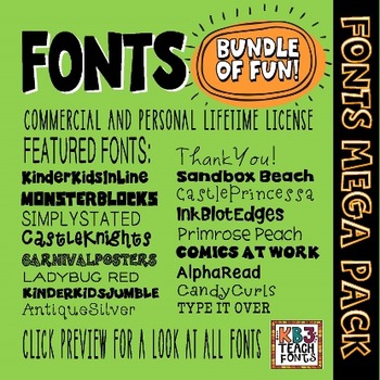 Fonts Mega Pack 200 Fonts All Kb3teach Fonts