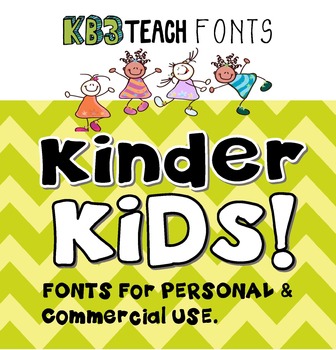Preview of FONTS:  Kinder Kids 6-Font Set (Personal & Commercial Use)