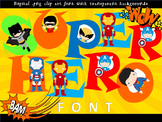FONTS - SUPER HERO lettering and number set! - Personal & 