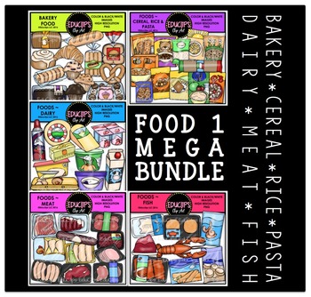 Preview of FOOD 1 Clip Art Mega Bundle {Educlips Clipart}