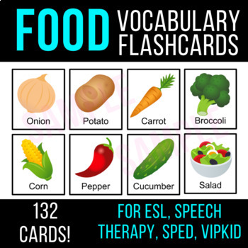 Preview of FOOD Vocabulary Flashcards | ESL, Speech Therapy, SPED