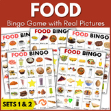 FOOD Bingo Game and Vocabulary Cards with Real Pictures Set 1 & 2