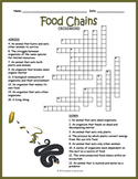 FOOD CHAINS & WEBS Crossword Puzzle Worksheet - 4th, 5th, 