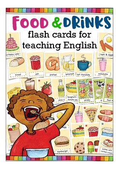 Preview of FOOD & DRINKS flash card  English, picture cards, vocabulary & culture