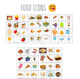 FOOD ICONS - SNACKS, BREAKFAST, LUNCH AND DINNER ICONS