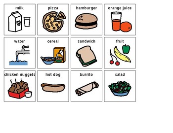 Preview of FOOD ITEMS PECS PRINTOUT