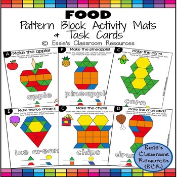Preview of FOOD Pattern Block Activity Mats and Task Cards